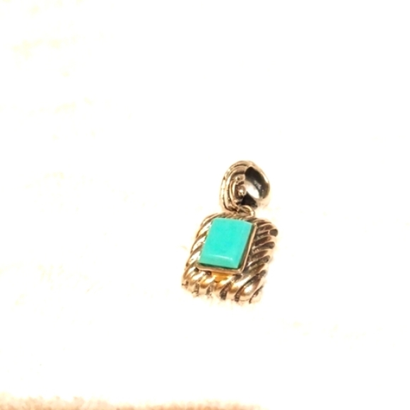 Turquoise  Chunky Vintage  Square 925 Aztec Silver Pendant  Vintage‎ 12.5 Grams - Picture 7 of 9